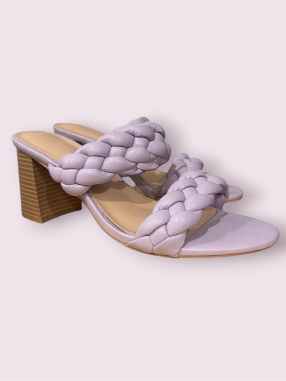 Lavender Braided Block Heel Sandals